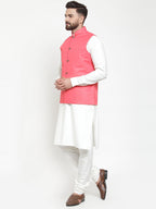 Jompers Men Beautiful Solid Kurta Pajama with Solid Waistcoat | Grocsy