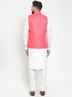 Jompers Men Beautiful Solid Kurta Pajama with Solid Waistcoat | Grocsy