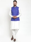 Jompers Men's Solid Kurta Pajama with Solid Waistcoat (Royal) | Grocsy