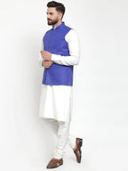 Jompers Men's Solid Kurta Pajama with Solid Waistcoat (Royal) | Grocsy