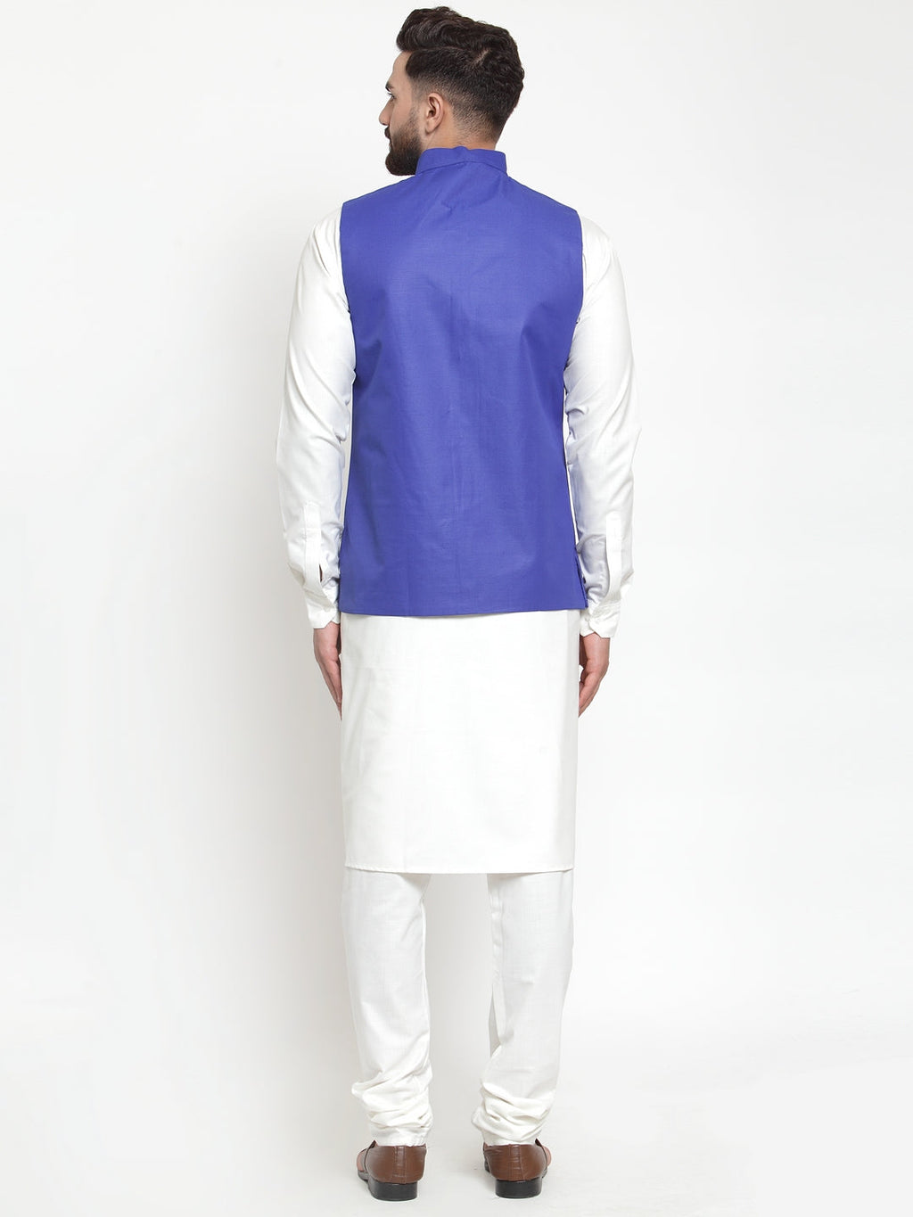 Jompers Men's Solid Kurta Pajama with Solid Waistcoat (Royal) | Grocsy