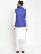 Jompers Men's Solid Kurta Pajama with Solid Waistcoat (Royal) | Grocsy