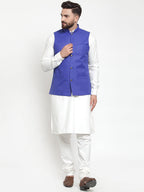 Jompers Men's Solid Kurta Pajama with Solid Waistcoat (Royal) | Grocsy
