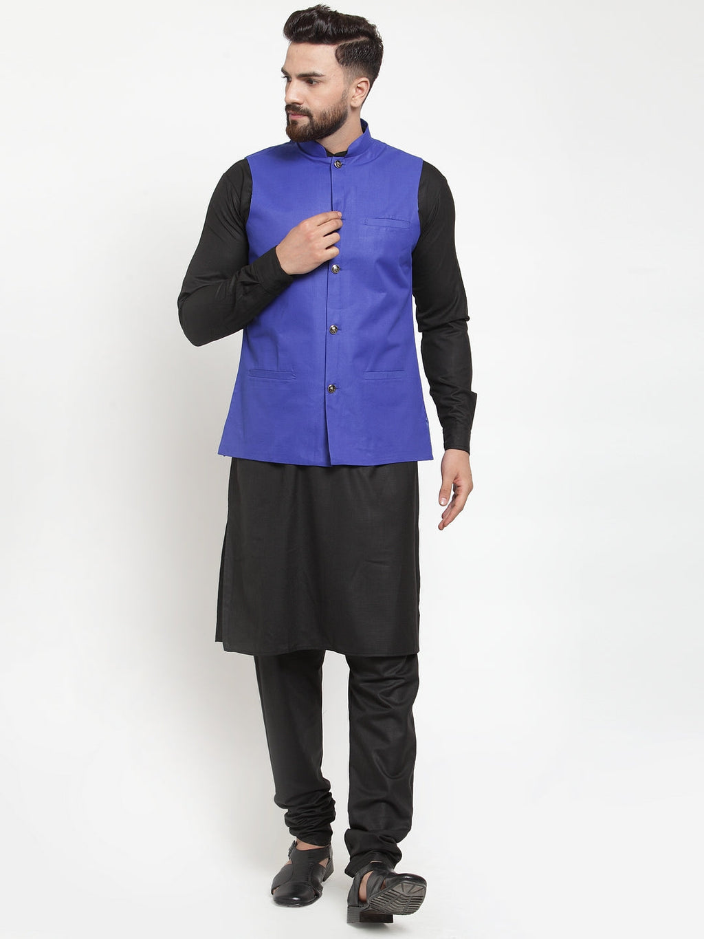Jompers Men's Solid Kurta Pajama with Solid Royal Waistcoat | Grocsy