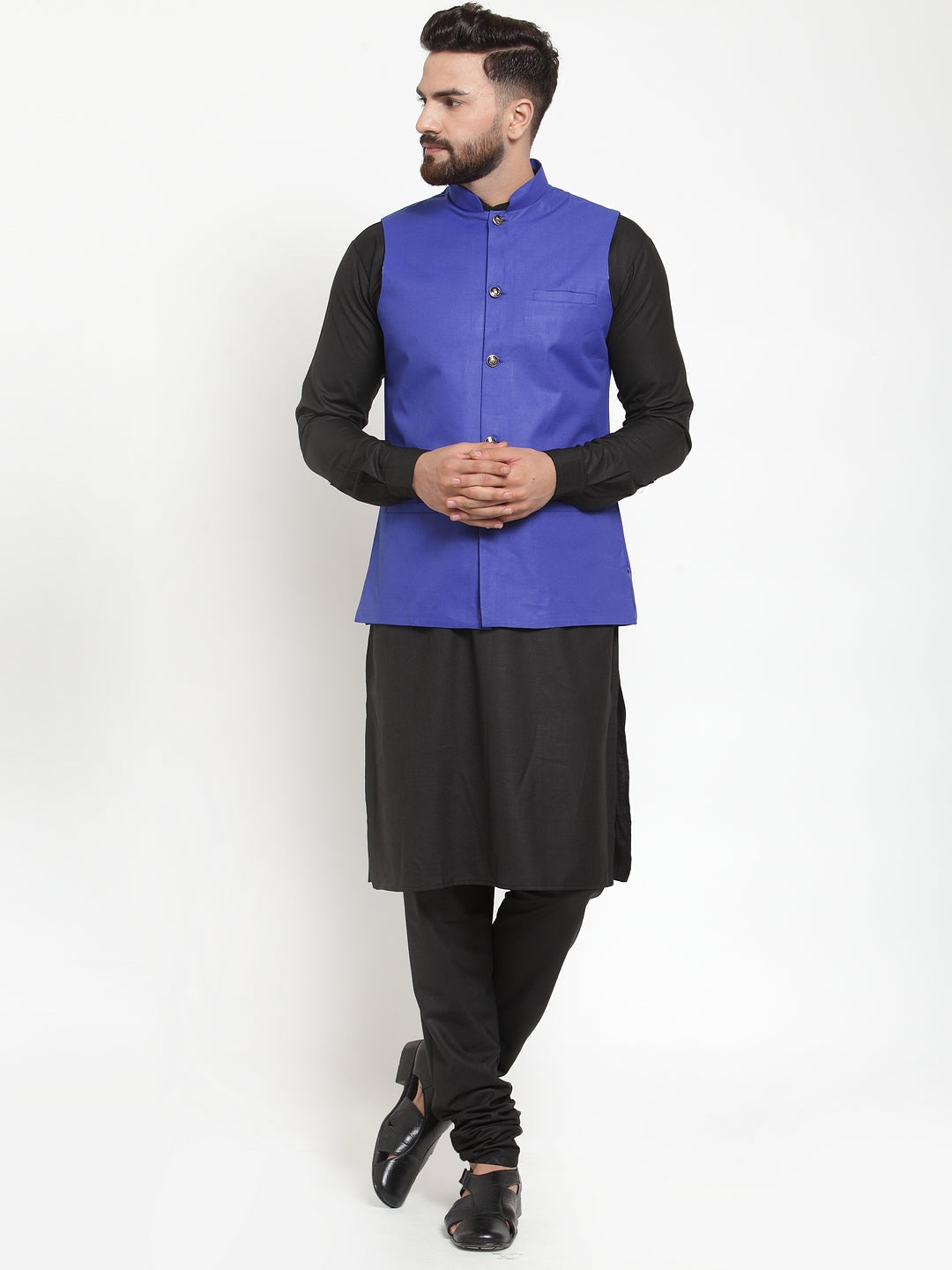 Jompers Men's Solid Kurta Pajama with Solid Royal Waistcoat | Grocsy
