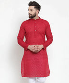 Jompers Men's Maroon Chikan Kurta Only | Grocsy