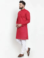 Jompers Men's Maroon Chikan Kurta with Churidar | Grocsy
