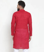 Jompers Men's Maroon Chikan Kurta Only | Grocsy