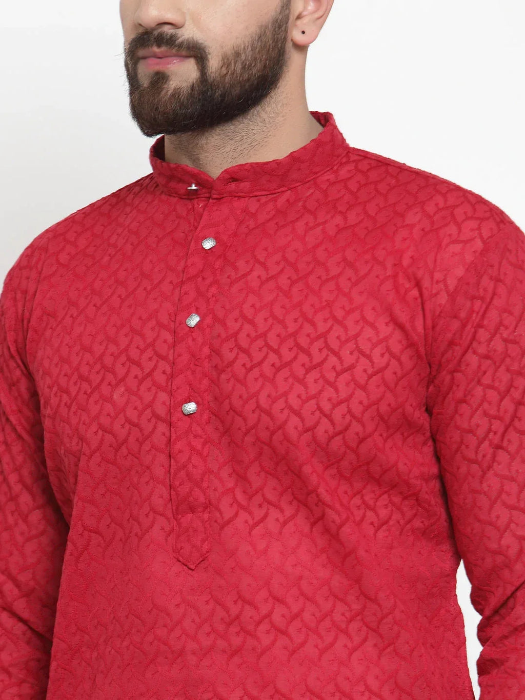 Jompers Men's Maroon Chikan Kurta Only | Grocsy