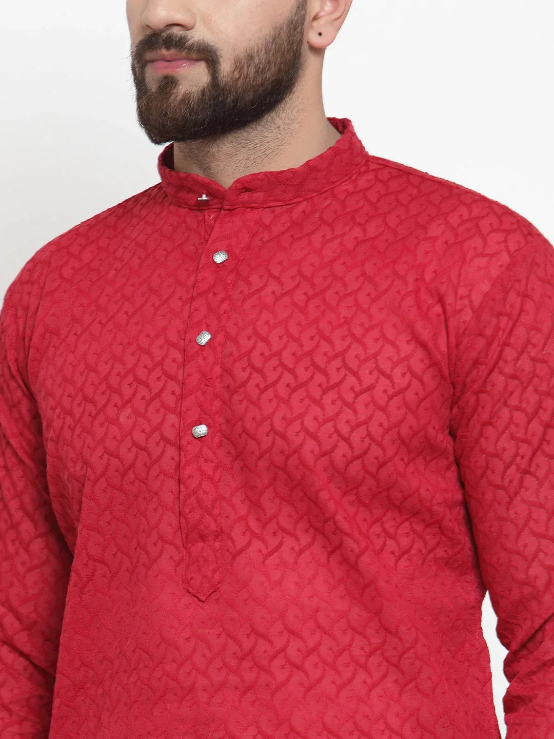Jompers Men's Maroon Chikan Kurta Only | Grocsy