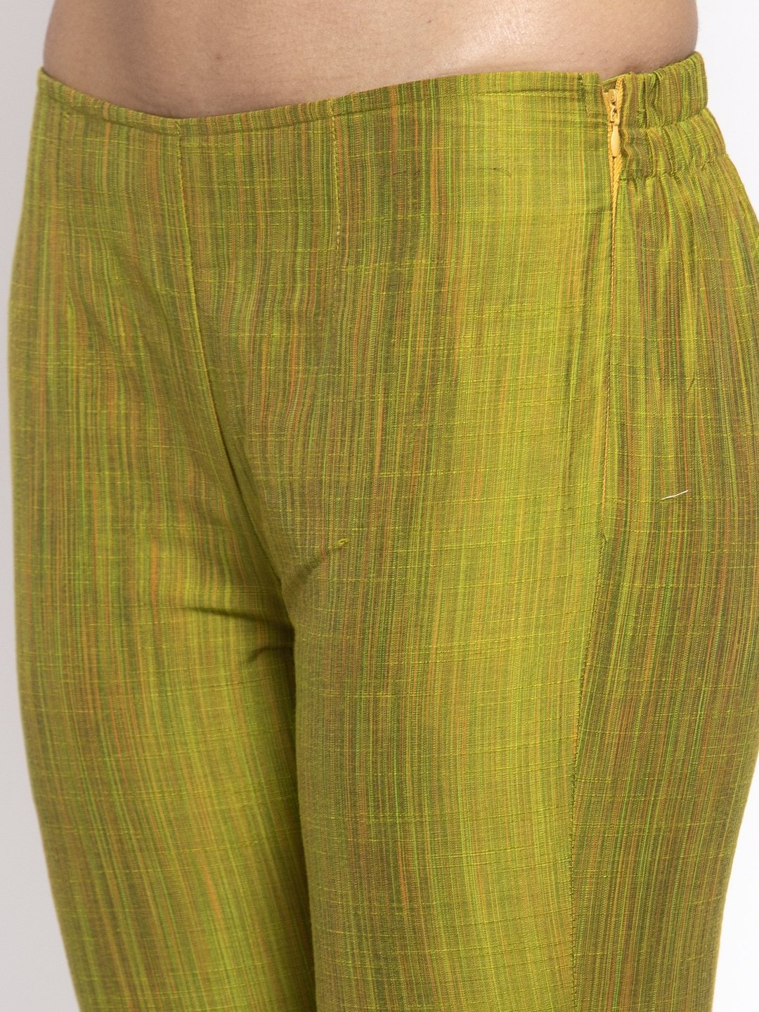 Jompers Women Green Self-Striped Kurta with Trousers | Grocsy