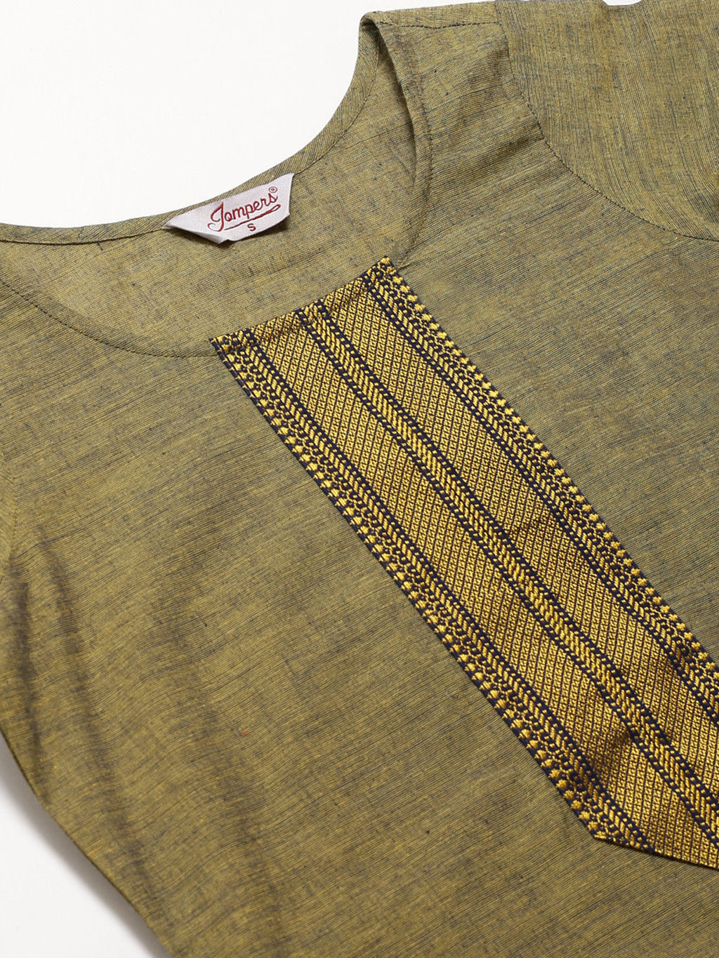 Jompers Women Mustard Yoke Design Kurta with Trousers | Grocsy