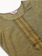 Jompers Women Mustard Yoke Design Kurta with Trousers | Grocsy