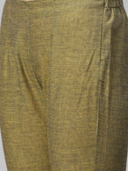Jompers Women Mustard Yoke Design Kurta with Trousers | Grocsy