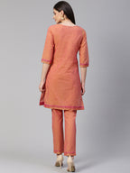 Jompers Women Pink Yoke Design Kurta with Trousers | Grocsy