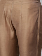 Jompers Women Brown Embroidered Solid Kurta with Trousers | Grocsy