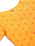 Jompers Women Yellow Printed Kurta with Trousers | Grocsy