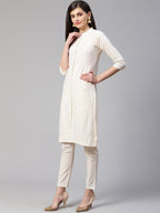 Jompers Women Off-White Woven Design Kurta with Trousers | Grocsy