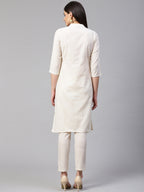 Jompers Women Off-White Woven Design Kurta with Trousers | Grocsy