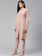 Jompers Women Pink Woven Design Kurta with Trousers | Grocsy