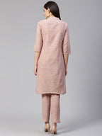 Jompers Women Pink Woven Design Kurta with Trousers | Grocsy