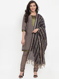Jompers Women Grey Solid Kurta with Trousers And Dupatta | Grocsy
