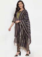 Jompers Women Grey Solid Kurta with Trousers And Dupatta | Grocsy