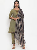 Jompers Women Mustard Solid Kurta with Trousers & Dupatta | Grocsy