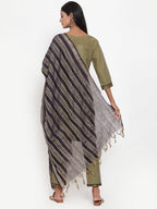 Jompers Women Mustard Solid Kurta with Trousers & Dupatta | Grocsy