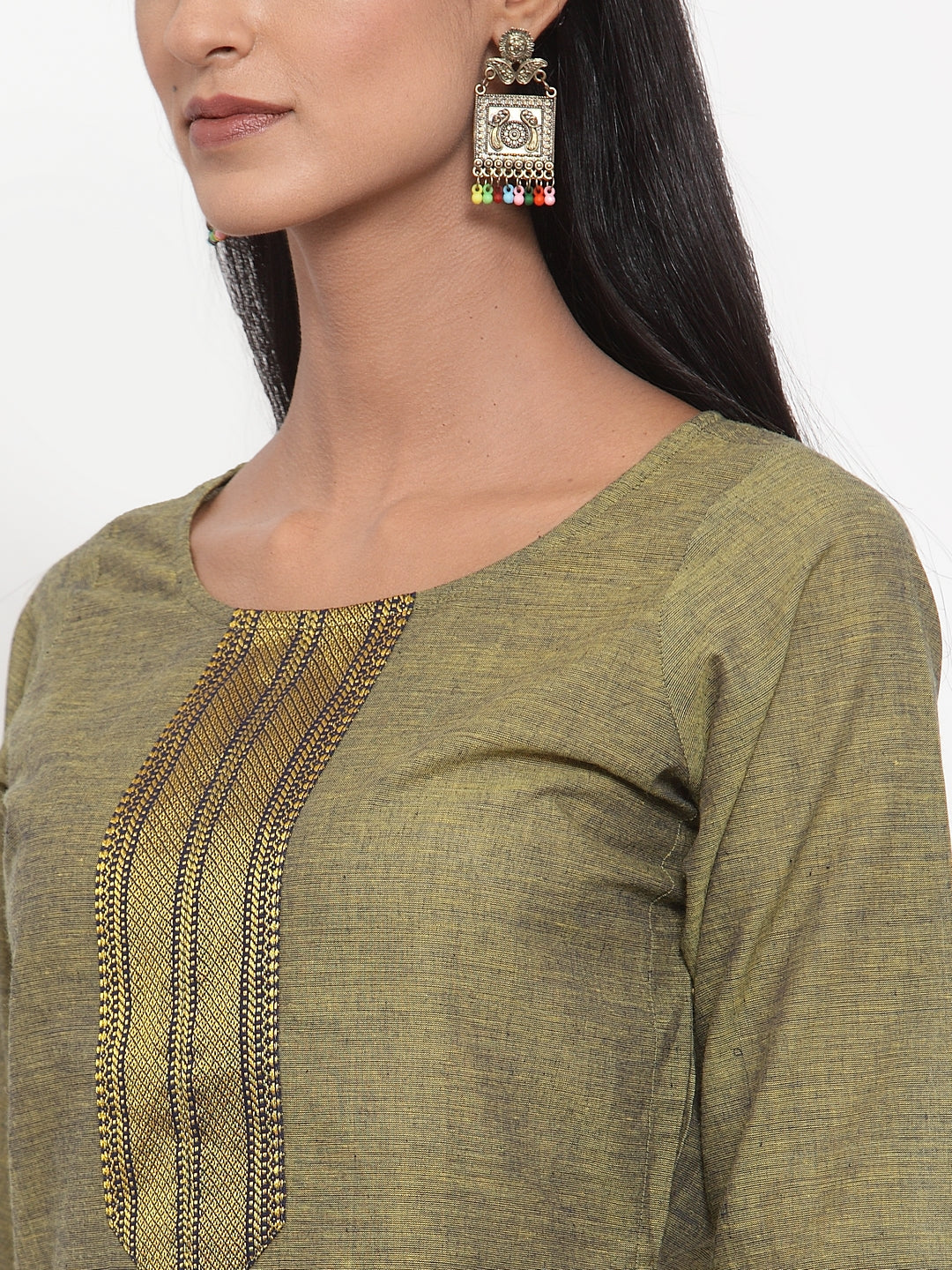 Jompers Women Mustard Solid Kurta with Trousers & Dupatta | Grocsy