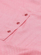 Jompers Women Pink & White Self Design Kurta with Trousers & Dupatta | Grocsy
