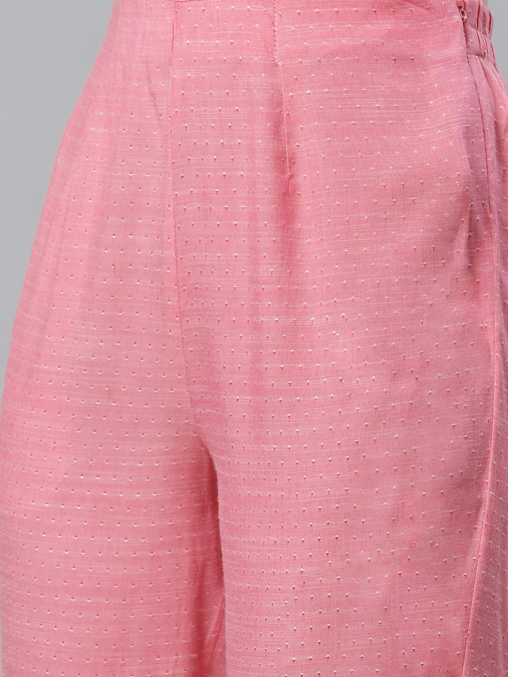 Jompers Women Pink & White Self Design Kurta with Trousers & Dupatta | Grocsy