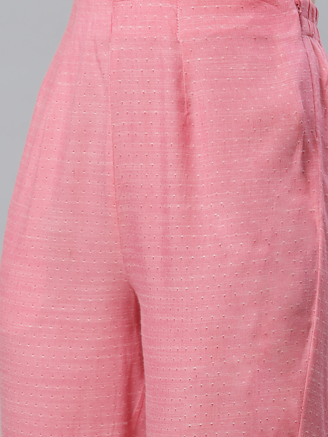 Jompers Women Pink & White Self Design Kurta with Trousers & Dupatta | Grocsy