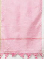 Jompers Women Pink & White Self Design Kurta with Trousers & Dupatta | Grocsy