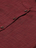 Jompers Women Burgundy & Beige Self Checked Kurta with Trousers & Dupatta | Grocsy
