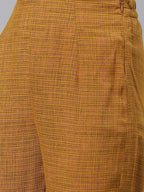 Jompers Women Mustard & Beige Self Checked Kurta with Trousers & Dupatta | Grocsy