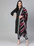 Jompers Women Black & Grey Solid Kurta with Trousers & Dupatta | Grocsy