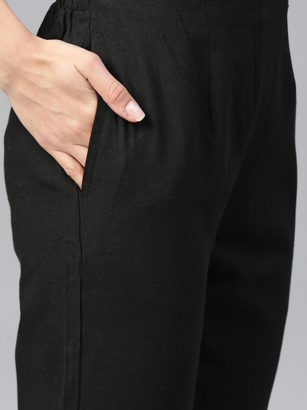 Jompers Women Black & Grey Solid Kurta with Trousers & Dupatta | Grocsy