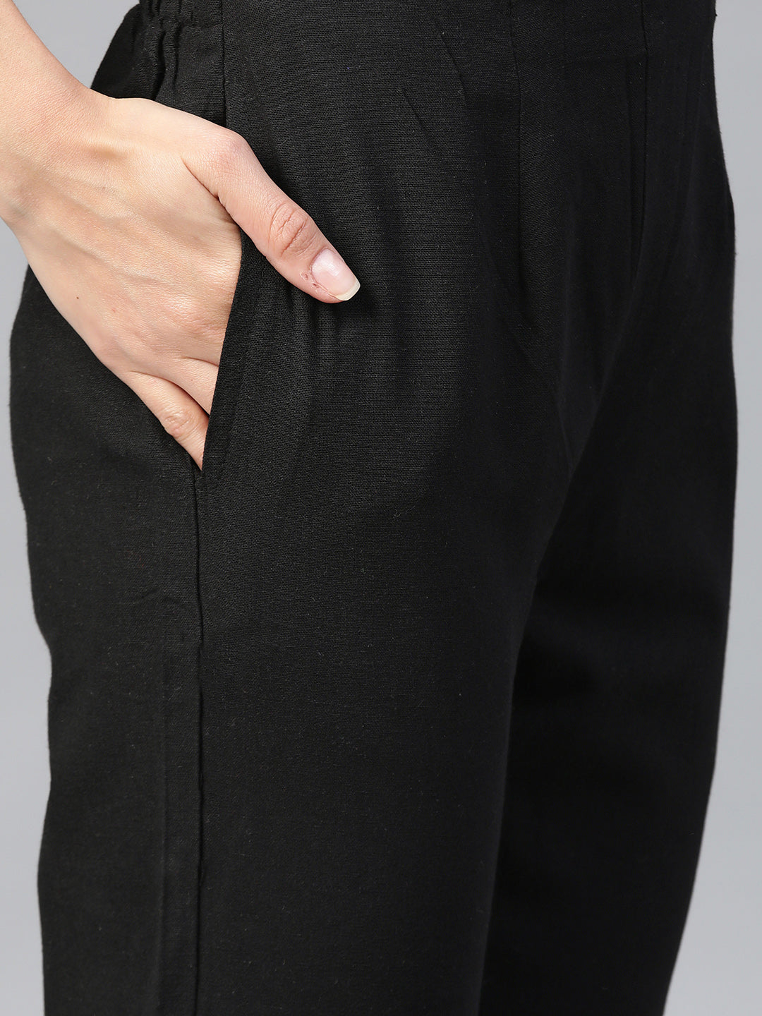 Jompers Women Black & Grey Solid Kurta with Trousers & Dupatta | Grocsy