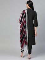 Jompers Women Black & Grey Solid Kurta with Trousers & Dupatta | Grocsy