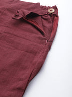 Jompers Women Maroon & Grey Solid Kurta with Trousers & Dupatta | Grocsy