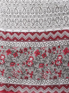 Jompers Women's Grey & Magenta Block Print Pure Cotton Kurta with Trousers & Dupatta | Grocsy