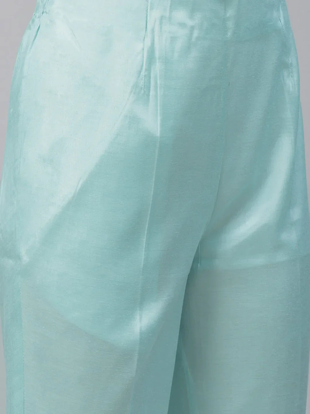 Jompers Women's Turquoise Blue Embroidered Regular Sequinned Kurta with Trousers & Dupatta | Grocsy