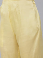 Jompers Women's Yellow Embroidered Regular Sequinned Kurta with Trousers & Dupatta | Grocsy