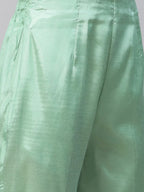Jompers Women's Sea Green Embroidered Regular Sequinned Kurta with Trousers & Dupatta | Grocsy