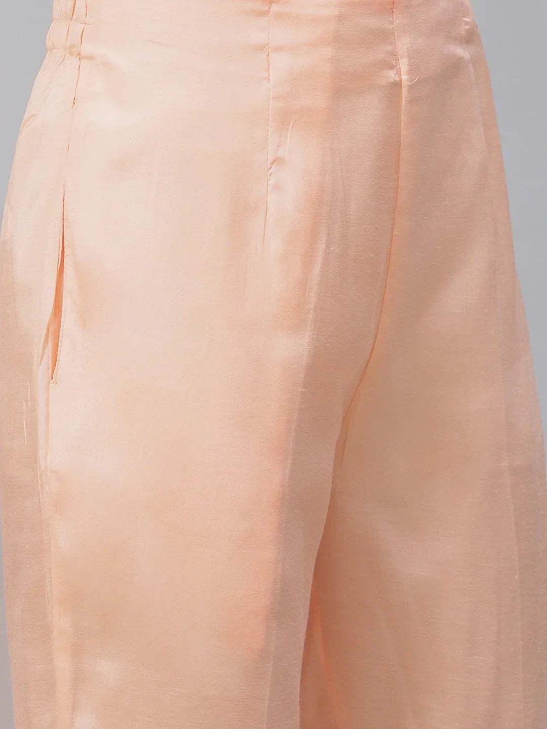 Jompers Women's Peach Embroidered Regular Sequinned Kurta with Trousers & Dupatta | Grocsy