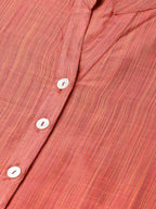 Jompers Women Rust Orange & Beige Self-Striped Kurta with Trousers & Dupatta | Grocsy