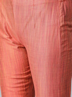 Jompers Women Rust Orange & Beige Self-Striped Kurta with Trousers & Dupatta | Grocsy