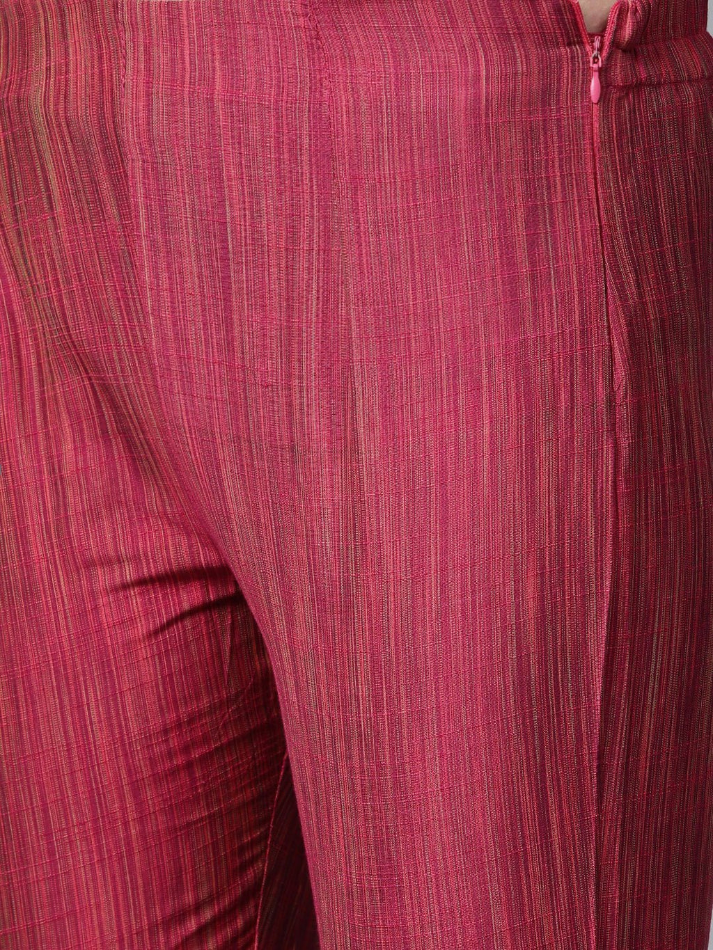 Jompers Women Pink & Beige Self-Striped Kurta with Trousers & Dupatta | Grocsy