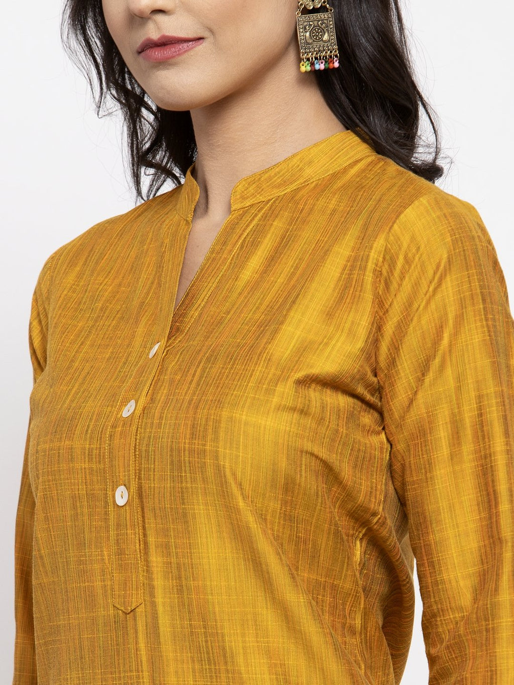 Jompers Women Yellow Self-Striped Kurta with Trousers & Floral Gorgette Dupatta | Grocsy